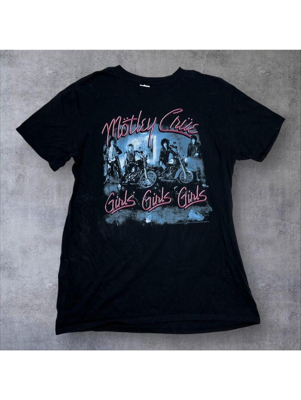 Vintage Style Y2K Motley Crue Classic Rock Band “girls” Mens Graphic Black Tee M